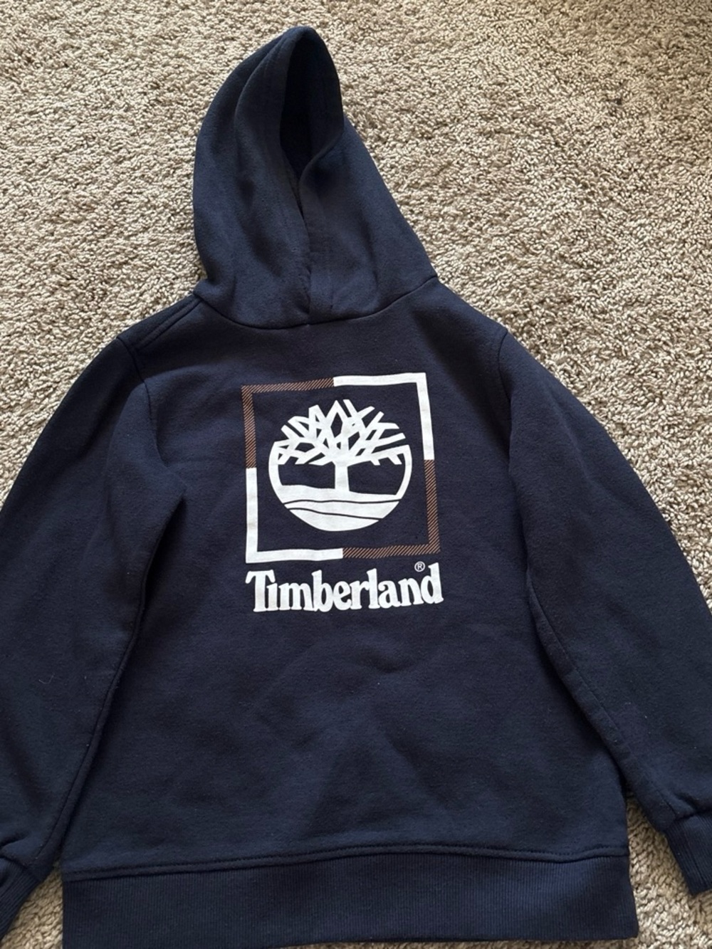 Timberland Men's Navy Crewneck Hoodie with White Logo